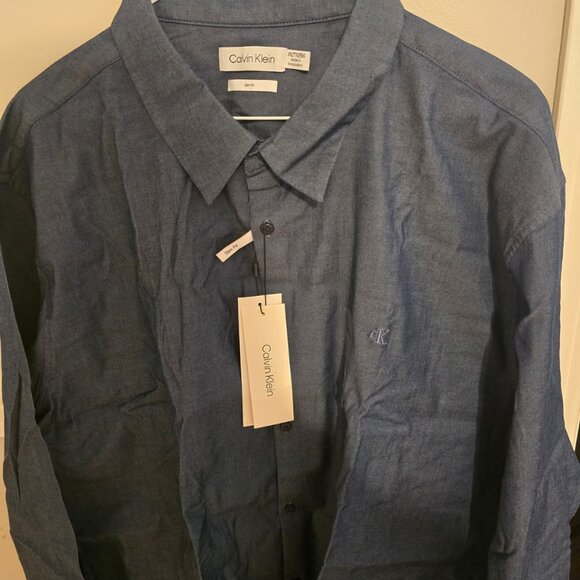 Calvin Klein Blue Casual Button Down Shirt - Picture 4 of 7